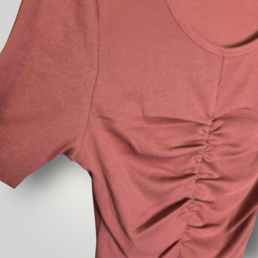 Nation LTD Ruched Short Sleeve Tee in Rust - Picture 4 of 7